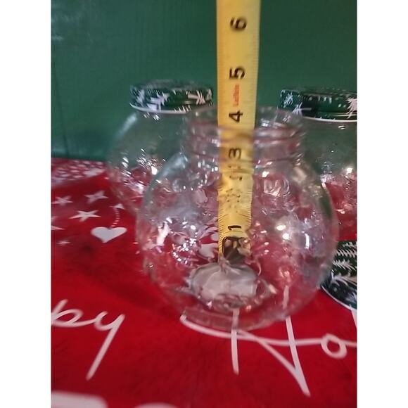 Christmas Round Embossed Tree Candy Cane Glass Jars Set of 3 - Picture 2 of 4